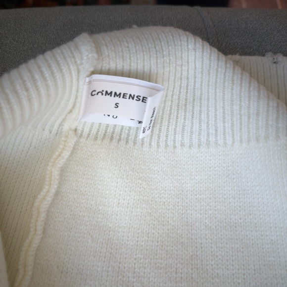 Commense cream cardigan with pearl trim and ripped hems size small - Picture 7 of 7